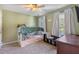 Bright bedroom with olive-painted walls, carpet, and twin bunkbeds at 2505 Hamilton Parc Ln, Buford, GA 30519