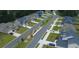 Aerial shot showcases a residential street with sidewalks, greenery, and well-maintained homes at 4234 Freight St, Tucker, GA 30084