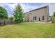 Large, grassy backyard featuring a privacy fence and a mature shade tree for outdoor enjoyment at 529 Dasheill Ln, Atlanta, GA 30349