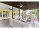Relaxing covered deck with comfortable seating, swing, ceiling fans, and views of the lush backyard at 2200 Major Loring Sw Way, Marietta, GA 30064