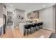 This kitchen has a large island with bar stool seating and modern finishes with an open floor plan at 1099 North Ne Ave # 13, Atlanta, GA 30307