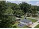 Aerial view of the fenced backyard and gravel firepit area at 1048 Pinehurst Se Dr, Smyrna, GA 30080