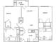 Detailed floor plan showcasing the layout of a two-bedroom apartment, including living, dining, and kitchen areas at 870 Mayson Turner Nw Rd # 1344, Atlanta, GA 30314