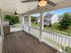 Covered porch offers a relaxing outdoor space with ceiling fans and neighborhood views at 324 Stoney Hollow Rd, Canton, GA 30114