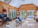 Bright living area features wood paneled walls, skylights, and unique architectural details throughout at 3530 Dahlonega Hwy, Cumming, GA 30028