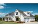 New construction farmhouse with white board and batten siding, black windows, and attached two-car garage at 1290 Jack Page Ln, Canton, GA 30115