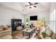 Cozy living room with vaulted ceiling, fireplace, television, and comfortable seating at 1024 Brownstone Dr # 2, Marietta, GA 30008