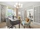 Stylish office with a desk and natural light filtering through patterned curtains at 625 St Annes Pl, Covington, GA 30016