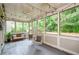 Cozy screened porch with hanging swing chairs, a ceiling fan, and views of the serene backyard at 2535 Castlerock Ct, Cumming, GA 30041
