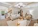 Inviting living room featuring a staircase, a neutral sofa, and large picture window at 4465 Saint Andrews Crest Dr, Cumming, GA 30040