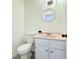 Cozy half-bath featuring modern fixtures, vanity with sink and ample lighting at 4383 Idlewood Ln, Tucker, GA 30084