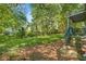 View of the property's back yard and porch with wooden railing at 1324 Almont Sw Dr, Atlanta, GA 30310