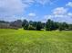Expansive backyard with lush green grass, mature trees, and a wooden privacy fence at 2226 Exchange Se Pl, Conyers, GA 30013