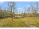 Spacious backyard with mature trees and a serene lake view at 8160 Stone Hill Rd, Cumming, GA 30028
