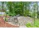 Backyard patio features stone pavers, patio furniture, and string lights at 312 Flat Shoals Church Rd, Stockbridge, GA 30281