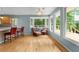 Living room with a bay window and sliding glass door to deck overlooking the lake at 312 Flat Shoals Church Rd, Stockbridge, GA 30281