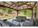 Covered patio with comfortable seating and views of the well-maintained backyard at 4371 Wigley Preserve Dr, Marietta, GA 30066