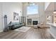 Bright open living room with soaring ceilings, fireplace and large windows at 3735 Turnbury Oaks Dr, Peachtree Corners, GA 30096