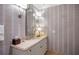 Stylish powder room features modern fixtures, elegant wallpaper, and a sleek vanity at 1 Brookhaven Ne Dr # 205, Atlanta, GA 30319