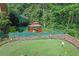 Backyard features a putting green and manicured landscaping at 8935 Muirfield Ct, Duluth, GA 30097