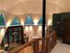 Bright living area with wood flooring, stone accent and triangular windows offering a view of the surrounding landscape at 5015 Wright Bridge Rd, Cumming, GA 30028