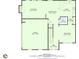 First floor floor plan of this open-concept 2179 sq ft home shows the living room, kitchen, and garage at 236 Creek View Ln, Acworth, GA 30102