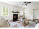 Cozy living room with a fireplace, hardwood floors, neutral decor, and plenty of natural light at 2813 White Oak Ln, Decatur, GA 30032