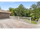 Spacious deck with white railing offers scenic views of the landscaped backyard and greenery at 1535 Pathfinder Sw Way, Lilburn, GA 30047