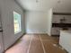 Cozy kitchen area with white cabinets and a view of the backyard at 1115 Lockhart Way, Douglasville, GA 30135