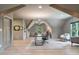 Bright office featuring hardwood floors, vaulted ceiling, and a modern chandelier at 104 Trinity Hollow Dr, Canton, GA 30115