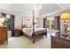 Serene main bedroom with a four-poster bed, tray ceiling, and ample natural light at 3820 Ridge Point Dr, Suwanee, GA 30024
