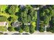 Overhead view of a lush, green neighborhood highlighting the homes, trees, and quiet residential streets at 2995 Ivy Mill Dr, Buford, GA 30519