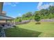 A spacious backyard with a well-kept lawn, a covered patio area, and a wooden fence for added privacy at 3222 Long Creek Dr, Buford, GA 30519