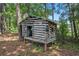 Backyard shed with lots of character among the shade trees at 2780 Highpoint Rd, Snellville, GA 30078
