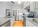 Spacious kitchen with stainless steel appliances, granite countertops, and modern cabinetry for meal preparation and storage at 2556 Oakwood Se Trce, Smyrna, GA 30080