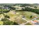 Wide aerial shot of new construction in a developing community, featuring ample lots and mature trees at 3284 Hall Rd, Dacula, GA 30019