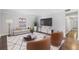 Staged living room with modern furnishings and hardwood floors at 3187 Abbeywood Dr, Decatur, GA 30034