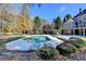 Inviting backyard pool with lounge chairs, surrounded by lush landscaping and mature trees, offering a private retreat at 3871 River Mansion Dr, Peachtree Corners, GA 30096