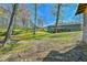 Backyard showing lush greenery, mature trees, and the back of the house at 5774 Harbor Dr, Buford, GA 30518
