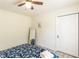 Bright bedroom features a ceiling fan, closet, and luxury vinyl plank flooring at 299 Fletcher Sw St, Atlanta, GA 30315