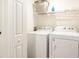 Convenient laundry room includes washer, dryer, shelving and storage basket at 299 Fletcher Sw St, Atlanta, GA 30315