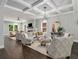 Bright living room with coffered ceilings, dark hardwood floors, and plush seating arrangements at 490 Third Ave, Scottdale, GA 30079