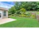 Lush backyard with terraced garden, mature trees and vibrant ground cover at 1530 Parkside Village Dr, Cumming, GA 30040