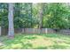 Private, fenced backyard featuring mature trees and a well-maintained lawn, perfect for outdoor activities and relaxation at 914 Hemingway Rd, Stone Mountain, GA 30088