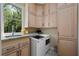 Laundry room with cabinets, countertop, sink, washer, and dryer at 299 Saint Marys Nw Ln, Marietta, GA 30064