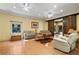 Living room with tile flooring and wooden barn doors at 299 Saint Marys Nw Ln, Marietta, GA 30064