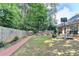 The backyard is enclosed by a wooden fence with a basketball hoop for recreation at 3625 Ennfield Lane Ln, Duluth, GA 30096
