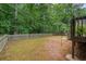 Fenced backyard featuring trees and a grassy area, providing privacy at 8189 N Pine Cone N Dr, Villa Rica, GA 30180