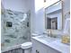 Bathroom with marble walk-in shower, and modern fixtures at 2540 Rocky Springs Dr, Marietta, GA 30062