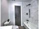 Bathroom features a shower over tub and contemporary fixtures at 2540 Rocky Springs Dr, Marietta, GA 30062